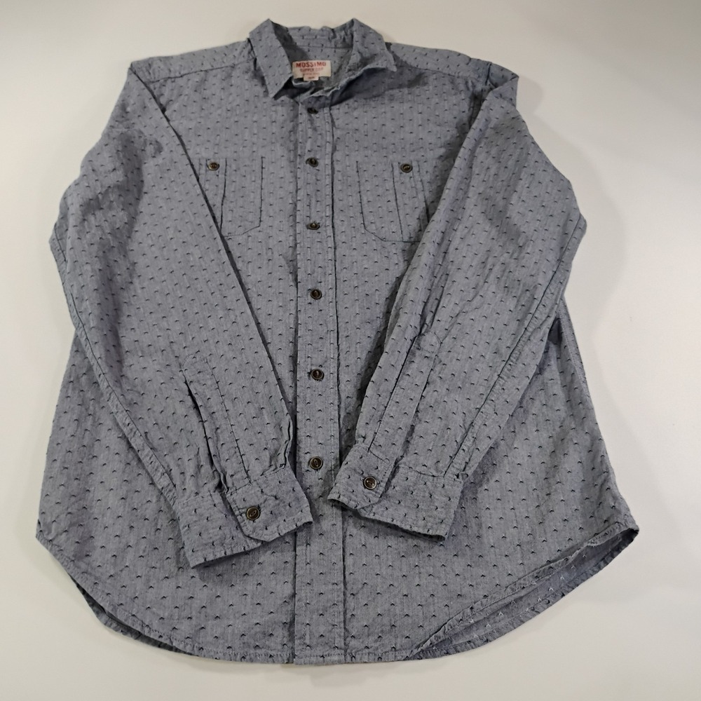 Mossimo Supply Co. Men's Medium Blue/Gray Long Sleeve Button Up Shirt